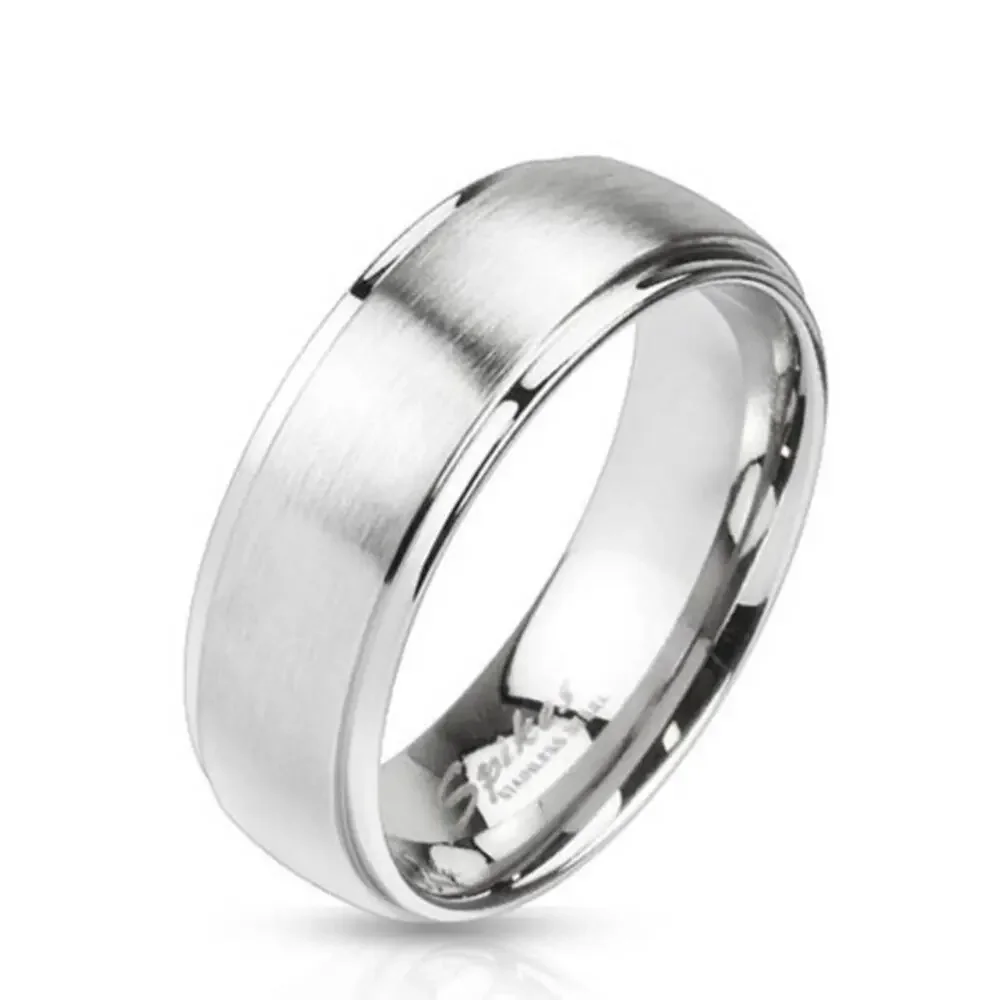 316L stainless steel brushed Center Dome Band hypoallergenic men’s Ring‎ size 12